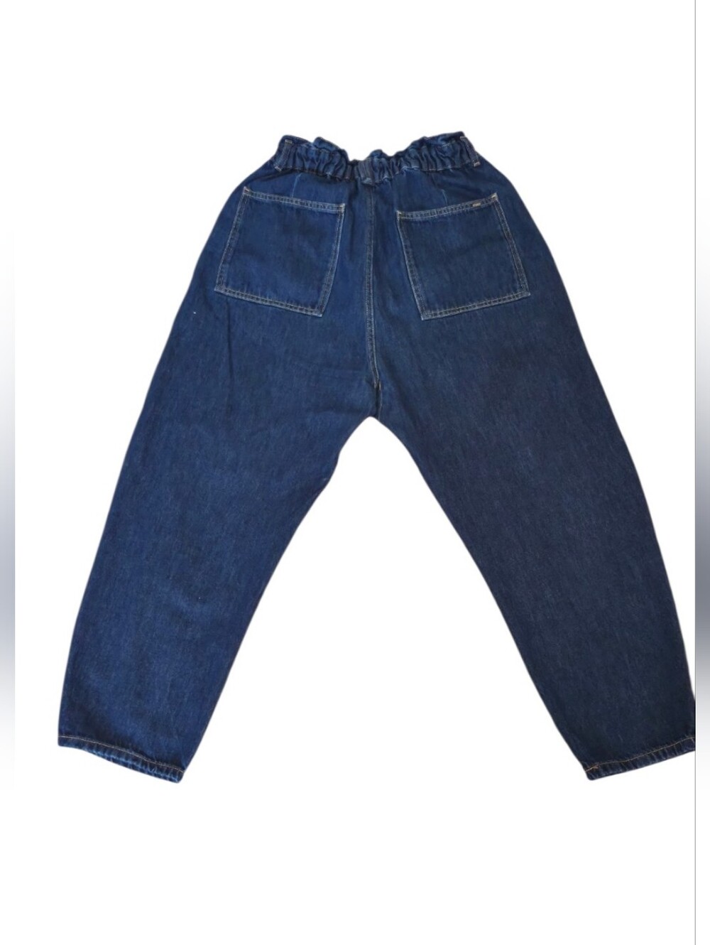 Zara Paperbag Barrel Leg Jeans Women's Size 10 High Rise 100% Cotton Dark Wash - Picture 2 of 6